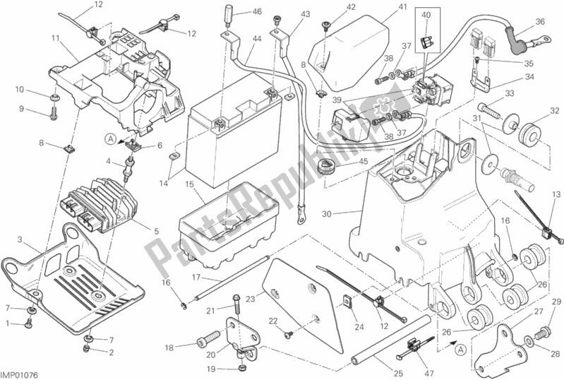 All parts for the Battery Holder of the Ducati Monster 821 Dark 2020